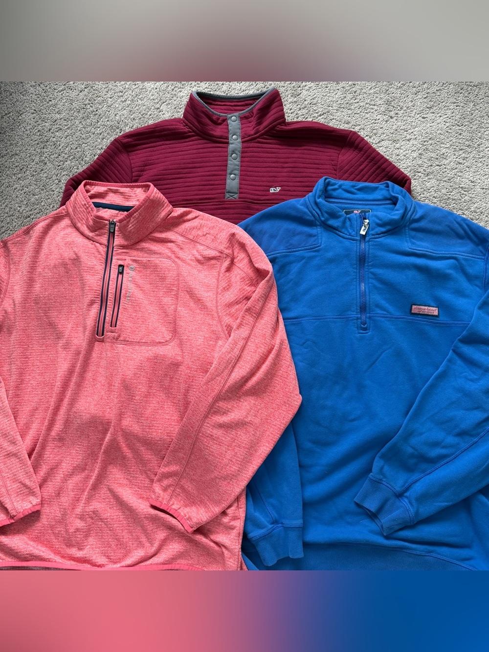 Lot of 3 Vineyard Vines Men’s 2XL Pullovers - Shep Shirt, Snap & Performance